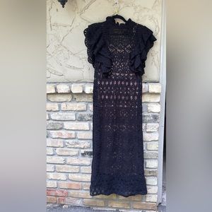 Zara embroidered eyelet crochet floor length maxi dress